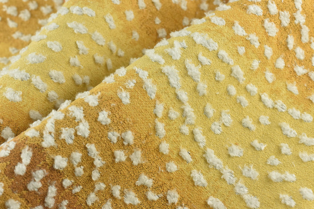 Heavy Weight Payful Gradient Yellow Gold Raised Curly Dot Upholstery Fabric|Designer Abstract Geometric Textured Fabric for Chair Pillow