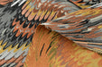 Heavy Weight Vintage Weavy Bird Feather Jacquard Upholstery Fabric For Chair|Abstract Geometric Animal Feather Design Orange Yellow Black