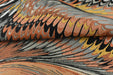 Heavy Weight Vintage Weavy Bird Feather Jacquard Upholstery Fabric For Chair|Abstract Geometric Animal Feather Design Orange Yellow Black