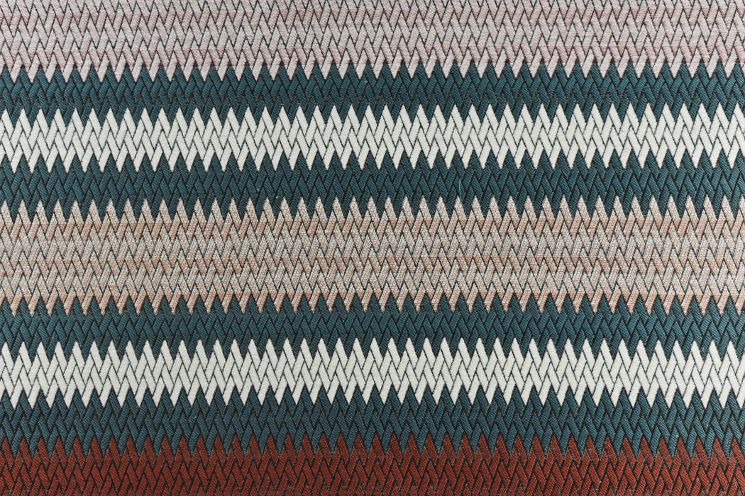 Heavy Weight Teal Green Geometric Chevron Stripe Woven Upholstery Fabric|Bohemian Textured Zig-Zag for Chair|Durable Designer Fabric by Yard
