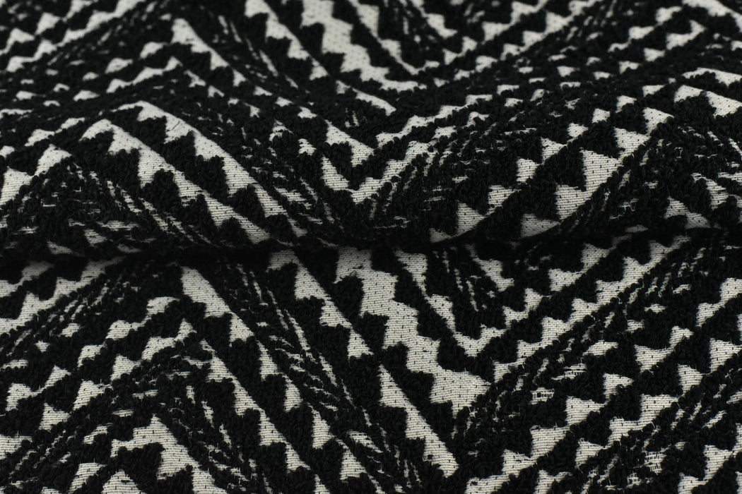 Heavy Weight Black White Abstract Geometric Boucle Upholstery Fabric For chair|Boho Tribal Home Decor Fabric For Cushion Ottoman