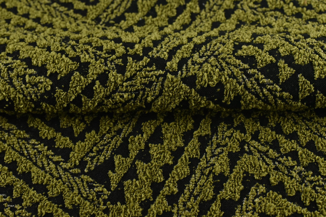 Heavy Weight Olive Green Abstract Geometric Boucle Upholstery Fabric For chair|Boho Tribal Home Decor Fabric For Cushion Ottoman