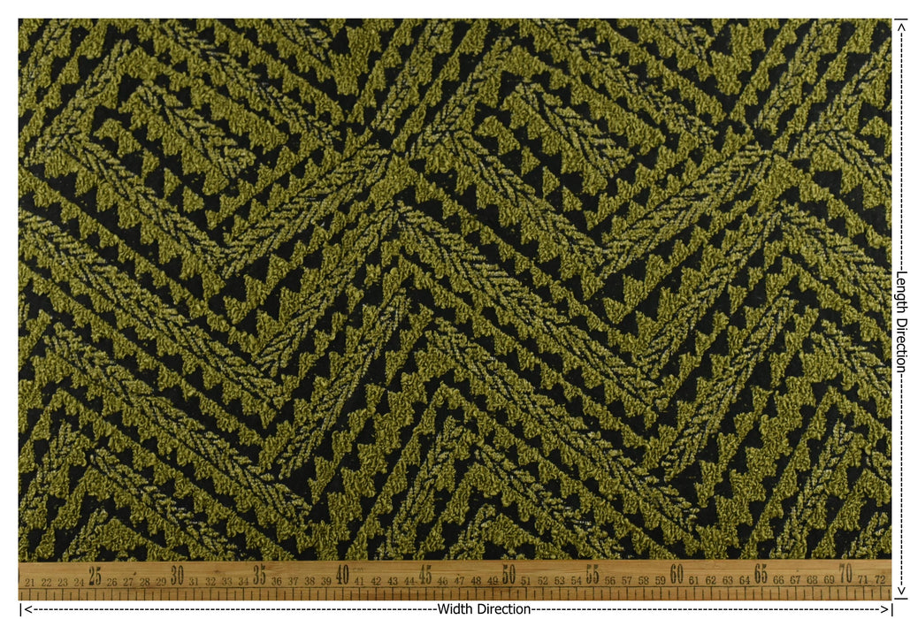 Heavy Weight Olive Green Abstract Geometric Boucle Upholstery Fabric For chair|Boho Tribal Home Decor Fabric For Cushion Ottoman