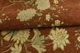 Heavy Weight Mid Century Modern Rust and Green Bird Floral Chenille Upholstery Fabric For Chair|Botanical Animal Flower Furniture Fabric