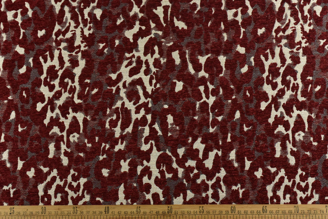 Heavy Weight Rust Red Leopard Jacquard Upholstery Fabric For Chair|Abstract Geometric Animal Print Fabric|Designer Fabric BY Yard-7 Colors