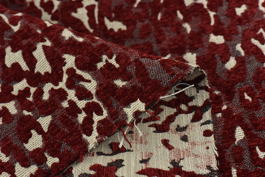 Heavy Weight Rust Red Leopard Jacquard Upholstery Fabric For Chair|Abstract Geometric Animal Print Fabric|Designer Fabric BY Yard-7 Colors