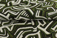 Heavy Weight Olive Green Black White Abstract Labyrinth Upholstery Fabric|Geometric Maze Pattern for Chair|Modern Designer Fabric By Yard