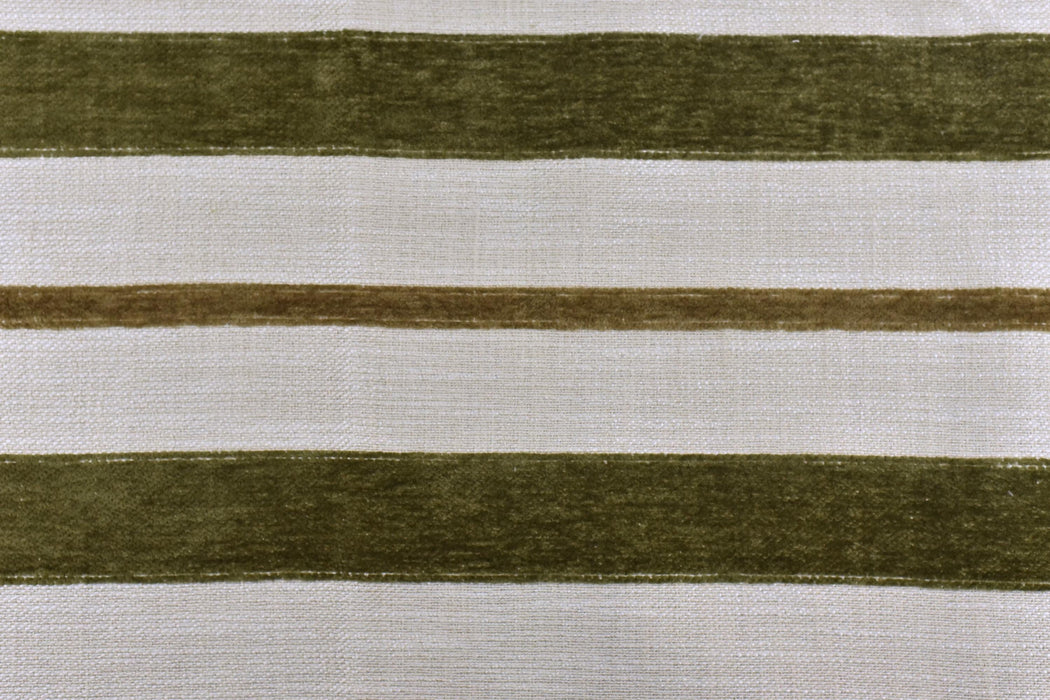 Heavyweight French Country Thatch Green Stripe Chenille Texture Woven Upholstery Fabric For Chair|Vintage Farmhouse Fabric For Couch