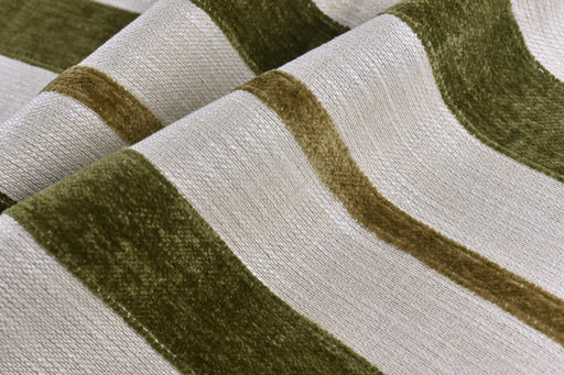 Heavyweight French Country Thatch Green Stripe Chenille Texture Woven Upholstery Fabric For Chair|Vintage Farmhouse Fabric For Couch