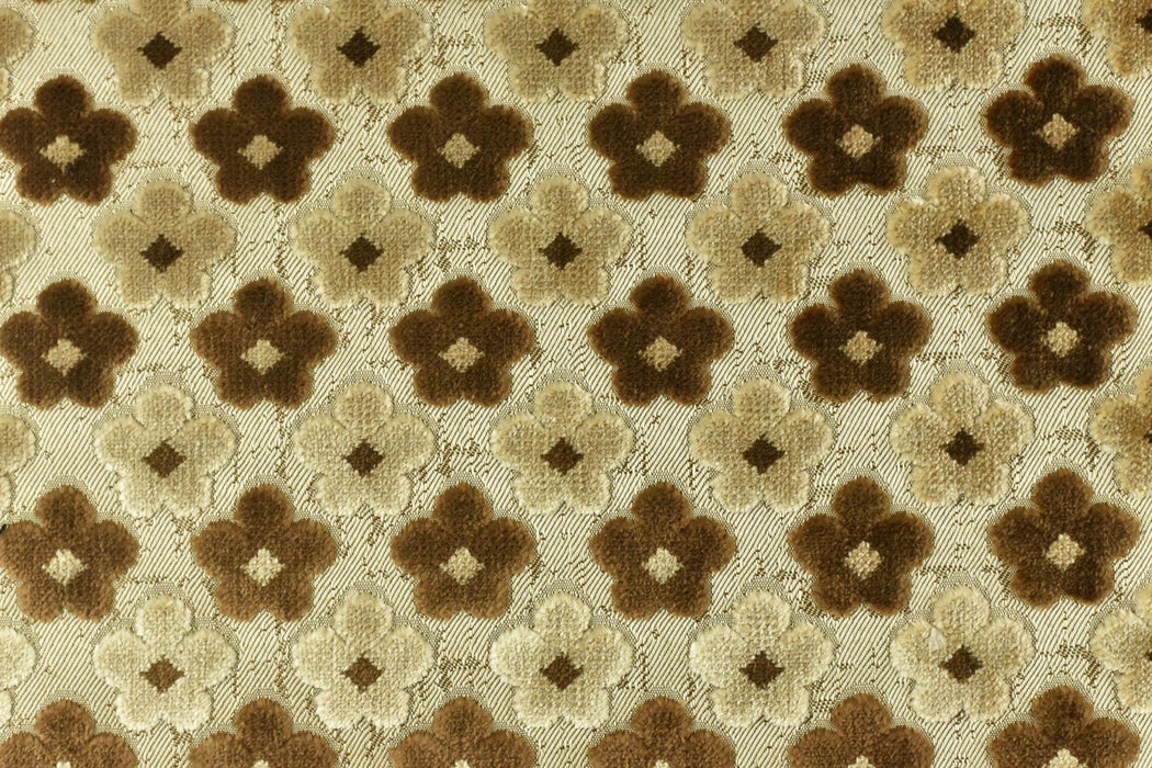 Heavy Weight Textured Gold Brown Floral Cut Velvet Upholstery Fabric|Vintage Fabric for Chair|Style Raised Pattern|Interior Designer Fabric