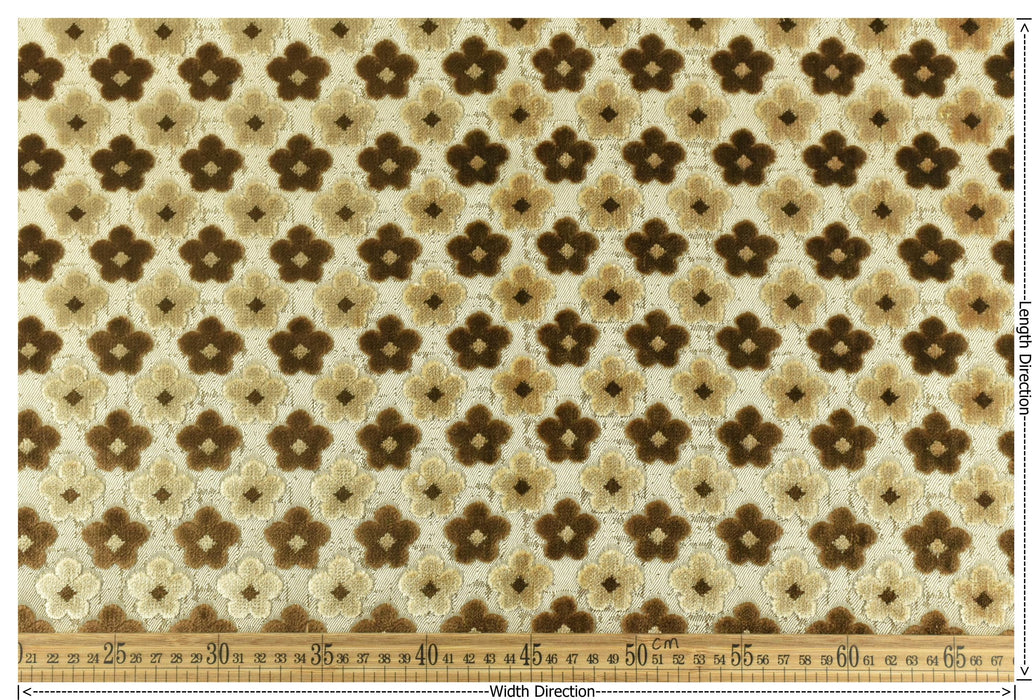 Heavy Weight Textured Gold Brown Floral Cut Velvet Upholstery Fabric|Vintage Fabric for Chair|Style Raised Pattern|Interior Designer Fabric