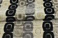 Heavy Weight Milti-Colored Black Cream Grey MCM Circular Geometric Raised Cut Velvet Upholstery Fabric for Chair|Vintage Furniture Fabric
