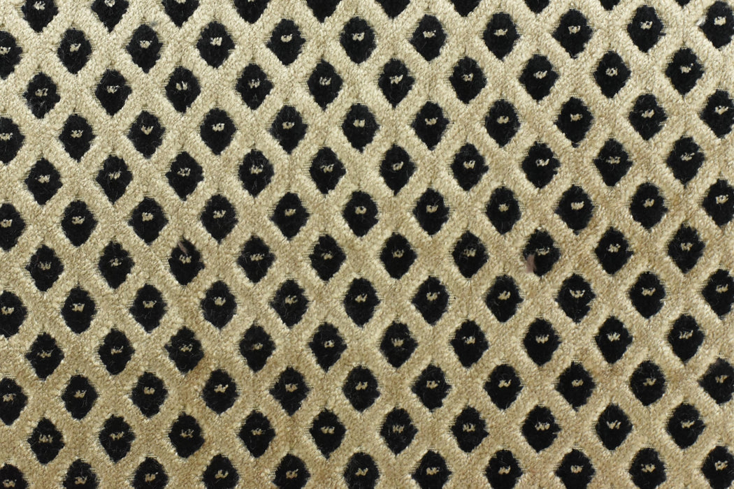 Heavy Weight Vintage Black and Beige Small Diamond Pattern Geometric Raised Cut Velvet Upholstery Fabric For Chair|Luxury Furniture Fabric