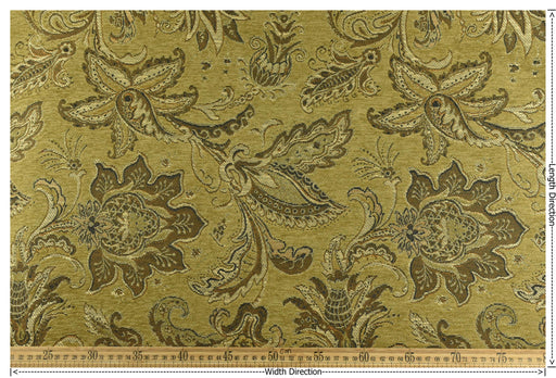 Heavy Weight Mid Century Modern Vintage Floral Chenille Upholstery Fabric For Chair|Retro Dark Chartreuse Durable Farmhouse Furniture Fabric