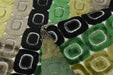 Heavy Weight Milti-Colored Green Black Grey MCM Circular Geometric Raised Cut Velvet Upholstery Fabric for Chair|Vintage Furniture Fabric