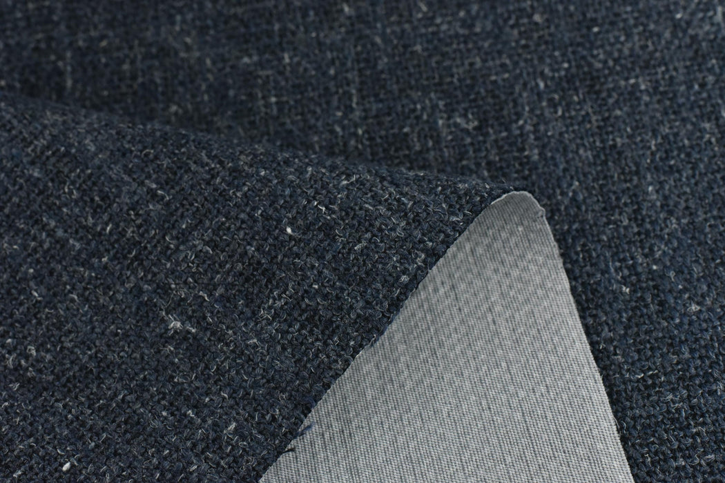 Heavy Weight Linen Blend Navy Blue Upholsetry Fabric|Modern Textured Woven Fabric For Dining Chair|Fabric By The Yard