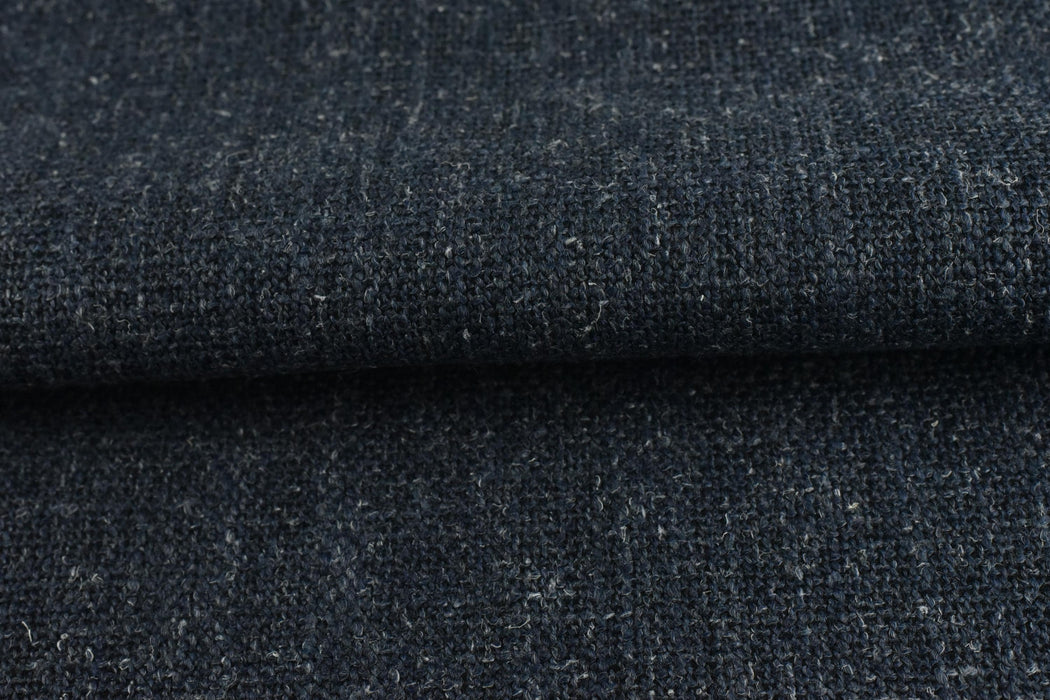 Heavy Weight Linen Blend Navy Blue Upholsetry Fabric|Modern Textured Woven Fabric For Dining Chair|Fabric By The Yard