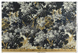 Heavy Weight Botanical Tapestry Upholstery Fabric For Chair|Charcoal Navy Cream Floral Foliage with Golden Yellow|Designer Fabric By Yard