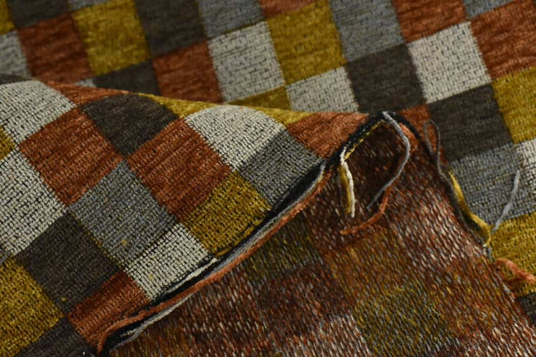 Heavy Duty Chenille Checkerboard Geometric Upholstery Fabric For Chair|Mid-Century Modern Heavy Weight Plaid Fabric|Colorful Sofa Fabric
