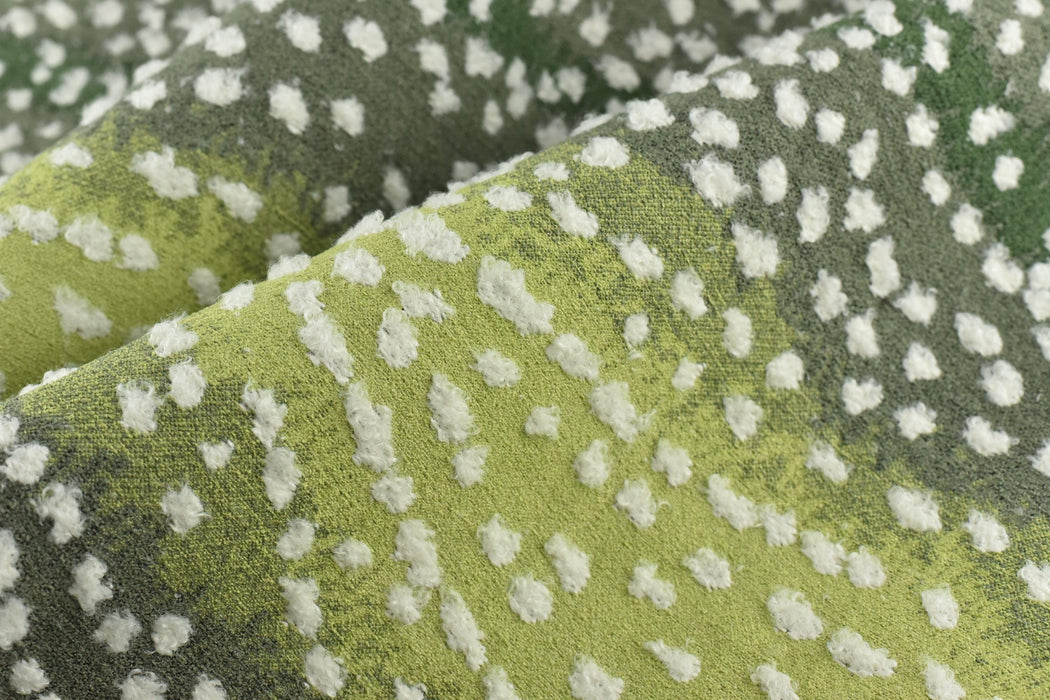 Heavy Weight Payful Gradient Green Raised Curly Dot Upholstery Fabric|Abstract Geometric Texture Fabric for Chair|Designer Fabric For Pillow