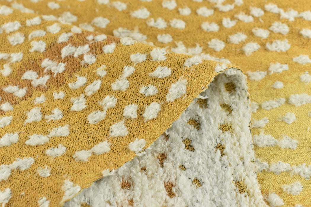 Heavy Weight Payful Gradient Yellow Gold Raised Curly Dot Upholstery Fabric|Designer Abstract Geometric Textured Fabric for Chair Pillow