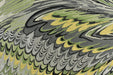 Heavy Weight Vintage Weavy Bird Feather Jacquard Upholstery Fabric For Chair|Abstract Geometric Animal Feather Design Green Yellow Black