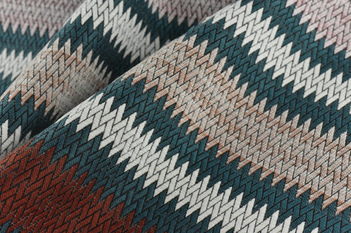 Heavy Weight Teal Green Geometric Chevron Stripe Woven Upholstery Fabric|Bohemian Textured Zig-Zag for Chair|Durable Designer Fabric by Yard