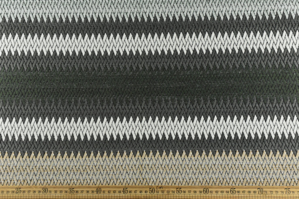 Heavy Weight Teal Green Geometric Chevron Stripe Woven Upholstery Fabric|Bohemian Textured Zig-Zag for Chair|Durable Designer Fabric by Yard