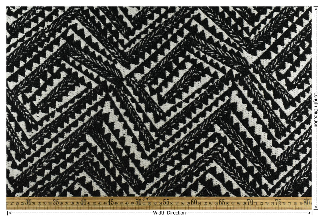 Heavy Weight Black White Abstract Geometric Boucle Upholstery Fabric For chair|Boho Tribal Home Decor Fabric For Cushion Ottoman