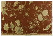 Heavy Weight Mid Century Modern Rust and Green Bird Floral Chenille Upholstery Fabric For Chair|Botanical Animal Flower Furniture Fabric
