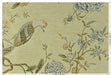 Heavy Weight Mid Century Modern Pale Sage Green Bird Floral Chenille Upholstery Fabric For Chair|Botanical Animal Flower Furniture Fabric