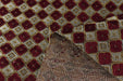 Heavy Weight Luxury Lucky Clover Cut Velvet Jacquard Fabric For Chair Sofa|Red Gold Geometric Furniture Upholstery|Heavy Duty Vintage Fabric