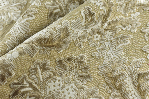 Heavy Weight Damask Floral Cut Velvet Jacquard Fabric For Chair|Cream Taupe Baroque Fabric for Sofa|Vintage Furniture Reupholstery Fabric