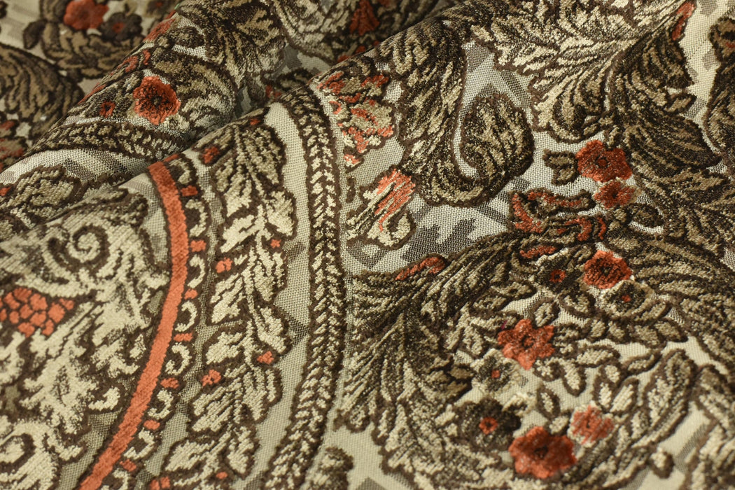 Mid Century Modern Heavy Weight Vintage Baroque Geometric Floral Cut Velvet Jacquard Fabric For Ottomans|Chair Reupholstery Material