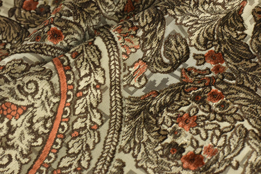 Mid Century Modern Heavy Weight Vintage Baroque Geometric Floral Cut Velvet Jacquard Fabric For Ottomans|Chair Reupholstery Material