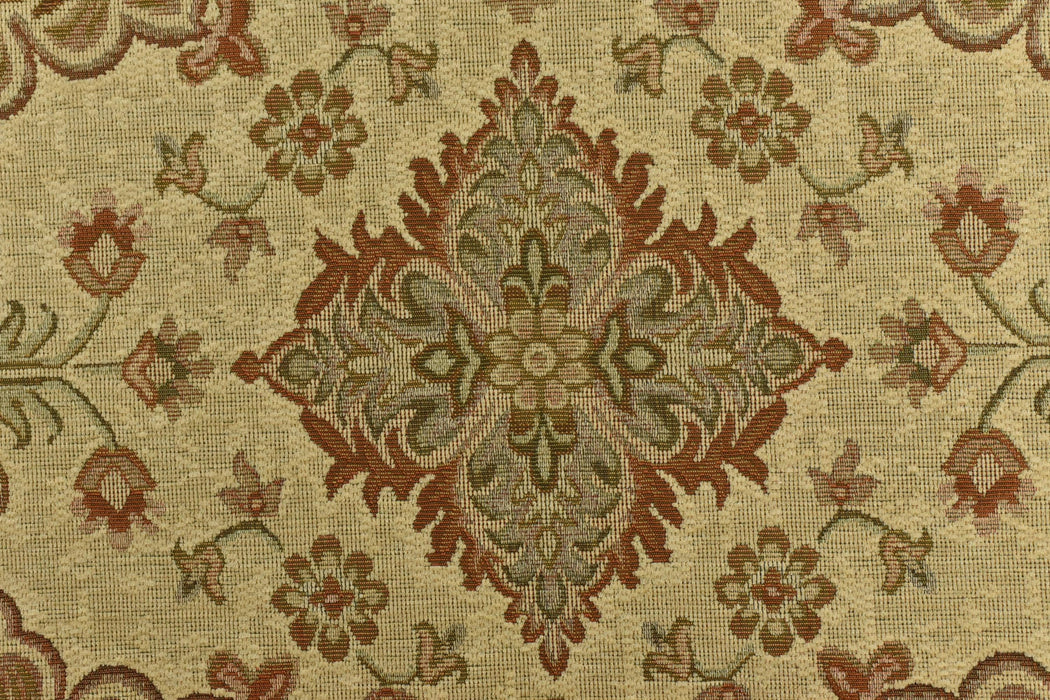 Heavy Weight Vintage Damask Floral Chenille Jacquard Fabric For Chair|Green Brick Red Floral|MCM Sofa Fabric for Furniture Reupholstery