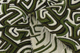 Heavy Weight Olive Green Black White Abstract Labyrinth Upholstery Fabric|Geometric Maze Pattern for Chair|Modern Designer Fabric By Yard