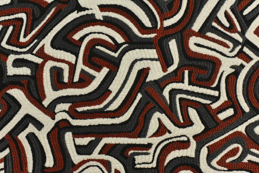 Heavy Weight Olive Green Black White Abstract Labyrinth Upholstery Fabric|Geometric Maze Pattern for Chair|Modern Designer Fabric By Yard