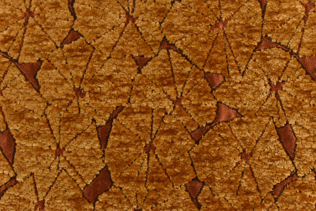 Heavy Weight Rust Gold Bronze Chenille Jacquard Upholstery Fabric|Abstract Geometric Pattern for Chair|Luxury Fabric For Sofa Headboard