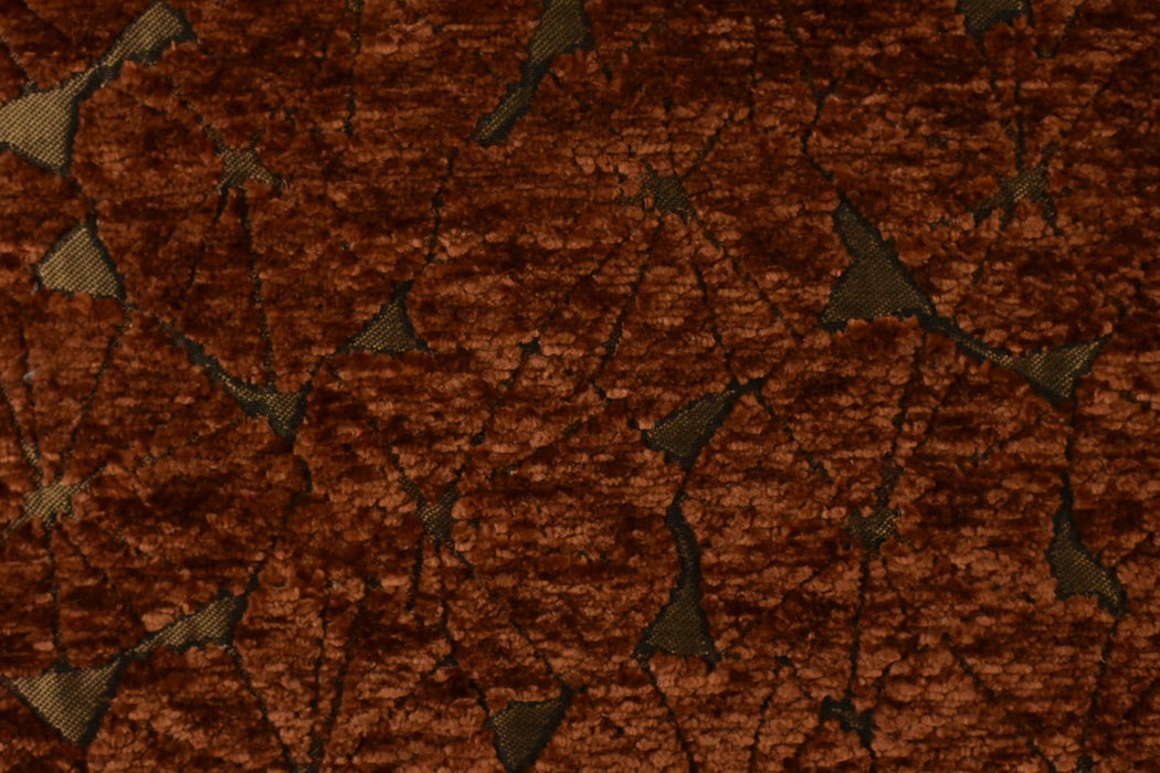 Heavy Weight Rust Gold Bronze Chenille Jacquard Upholstery Fabric|Abstract Geometric Pattern for Chair|Luxury Fabric For Sofa Headboard