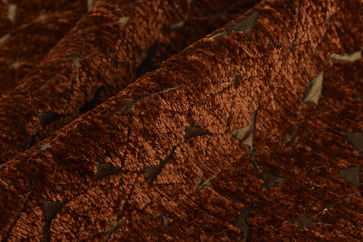 Heavy Weight Rust Gold Bronze Chenille Jacquard Upholstery Fabric|Abstract Geometric Pattern for Chair|Luxury Fabric For Sofa Headboard