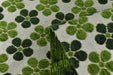 Heavy Weight Green Four-Leaf Clover Floral Pattern Chenille Jacquard Upholsetry Fabric For Chair|Thick Plush Texture Furniture Reupholstery