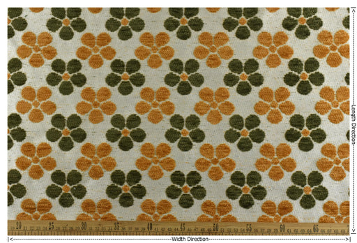 Heavy Weight Green Gold Four-Leaf Clover Floral Pattern Chenille Upholsetry Fabric For Chair|Thick Plush Texture Furniture Reupholstery