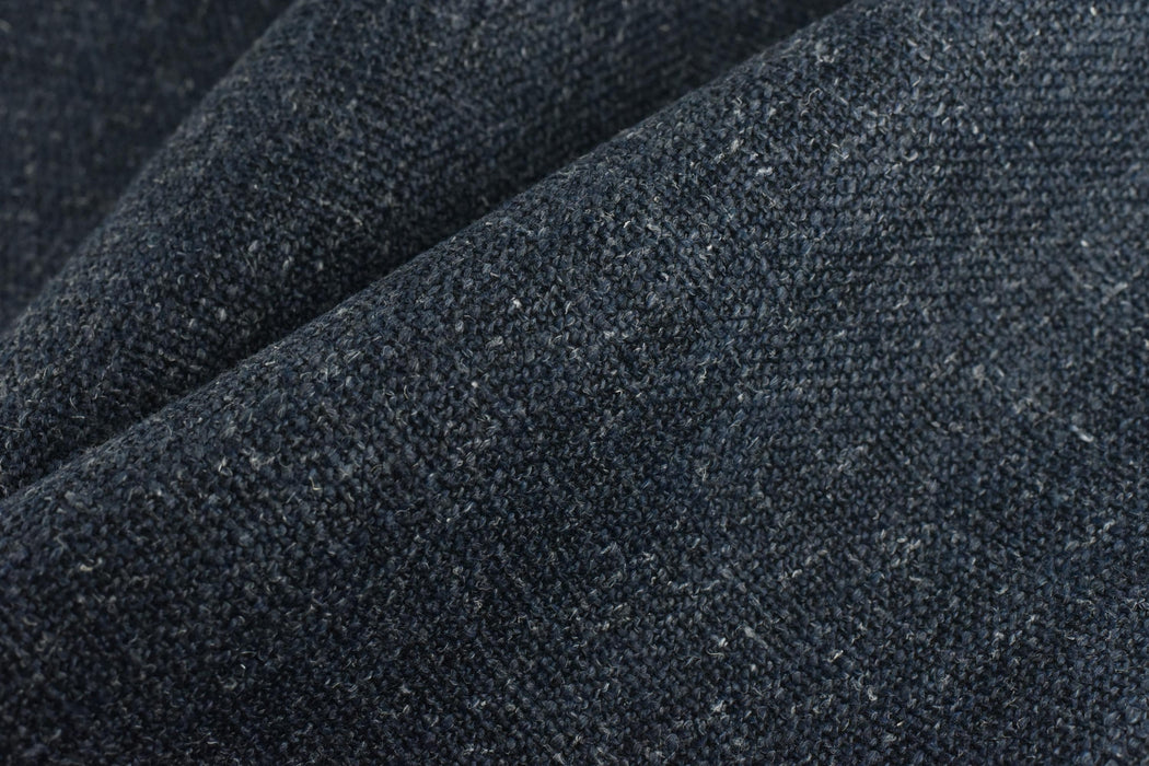 Heavy Weight Linen Blend Navy Blue Upholsetry Fabric|Modern Textured Woven Fabric For Dining Chair|Fabric By The Yard