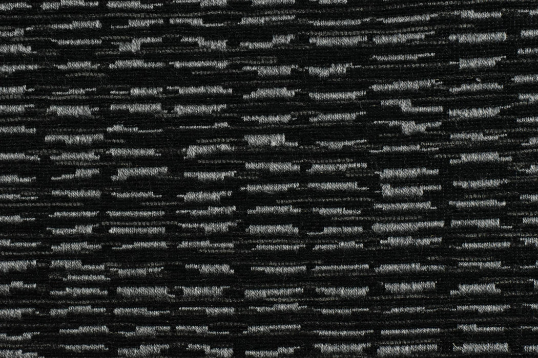 Heavy Weight Black Grey Stylish Linen Blend Abstract Stripe Upholstery Fabric|Modern Geometric Textured Sofa Cushion Fabric 55"W/925GSM