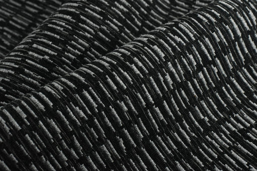 Heavy Weight Black Grey Stylish Linen Blend Abstract Stripe Upholstery Fabric|Modern Geometric Textured Sofa Cushion Fabric 55"W/925GSM