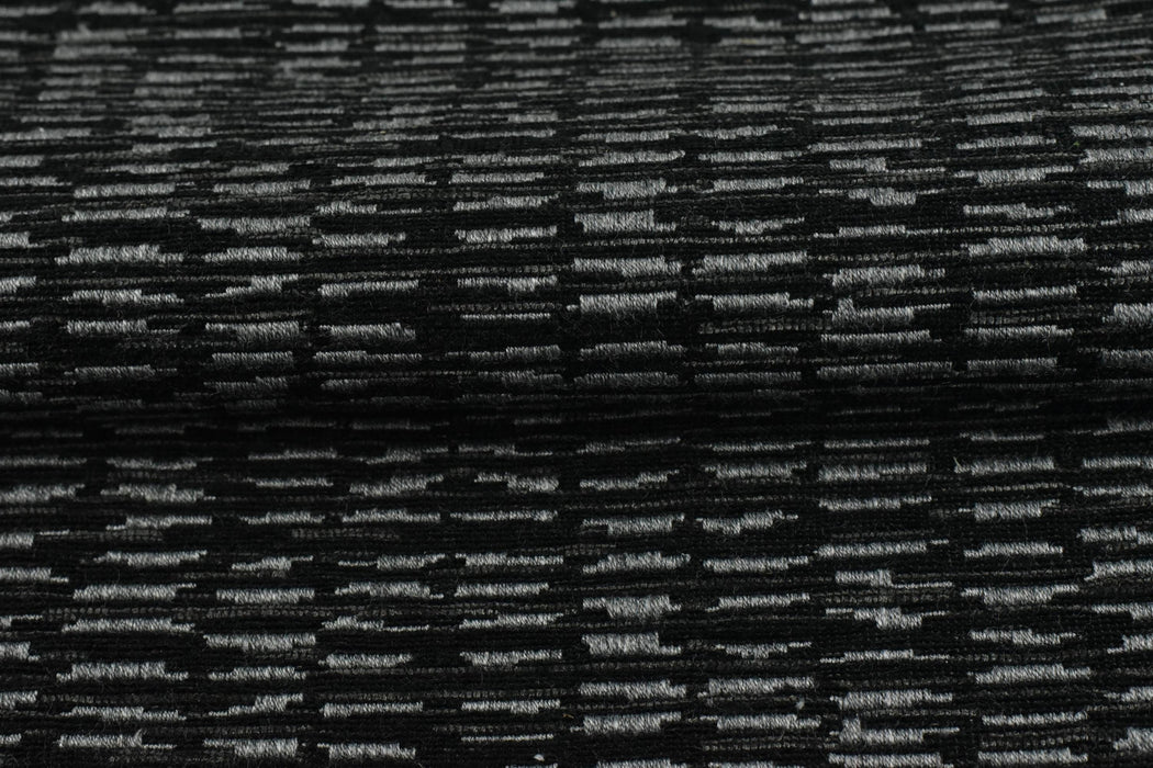 Heavy Weight Black Grey Stylish Linen Blend Abstract Stripe Upholstery Fabric|Modern Geometric Textured Sofa Cushion Fabric 55"W/925GSM