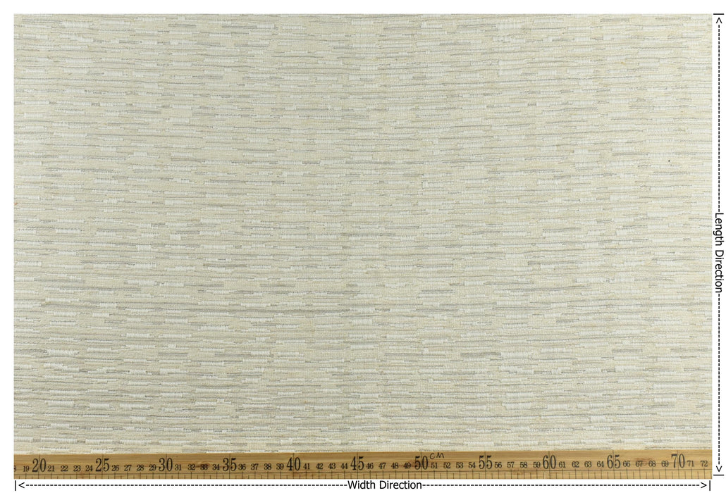 Heavy Weight Cream White Stylish Linen Blend Abstract Stripe Upholstery Fabric|Modern Geometric Textured Sofa Cushion Fabric 55"W/925GSM
