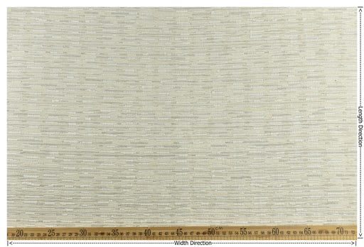 Heavy Weight Cream White Stylish Linen Blend Abstract Stripe Upholstery Fabric|Modern Geometric Textured Sofa Cushion Fabric 55"W/925GSM