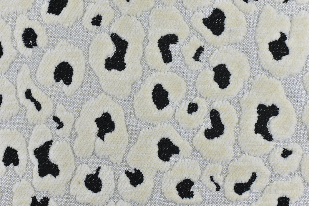 Heavy Weight Black Cream 3D Raised Leopard Jacquard Upholstery Fabric For Chair |Vintage Abstract Geometric Wild Animal Print for Ottoman